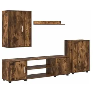 vidaXL Ensemble de meuble TV 4 pièces Montage mural 4 pcs Chêne fumé pas cher