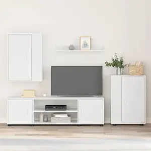 vidaXL Ensemble de meuble TV 4 pièces 4 pcs Blanc Bois d'ingénierie pas cher