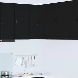 vidaXL Vidaxl Meuble Mural De Cuisine Noir 57 X 57 X 80 Cm Bois D'ingénierie pas cher
