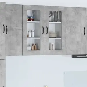 vidaXL Meuble mural de cuisine 2 pcs Gris béton 40 x 31 x 80 cm pas cher