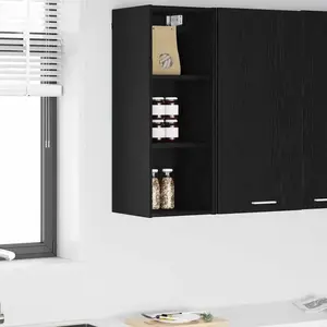 vidaXL Vidaxl Armoire Suspendue Riga Chêne Noir 30 X 29.5 X 80 Cm pas cher