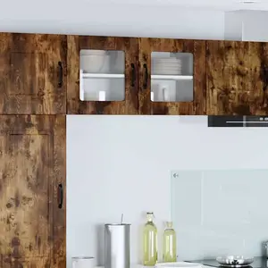 Comparateur de prix : vidaXL Vidaxl Meuble Mural De Cuisine 2 Pcs Chêne Fumé 40 X 31 X 40 Cm