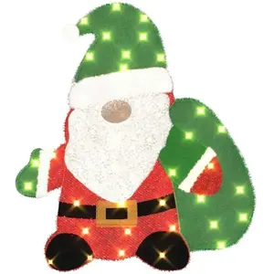 vidaXL Père Noël éclairé Blanc chaud 62 x 70 cm Tissu en Guirlande pas cher