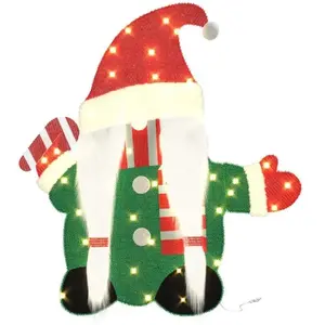 vidaXL Gnome Éclairé Blanc chaud 100 x 80 cm Tissu en Guirlande pas cher