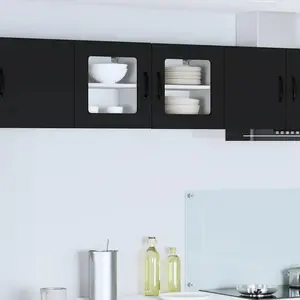 vidaXL Meuble mural de cuisine avec étagère 2 pcs Noir 40 x 31 x 40 cm pas cher