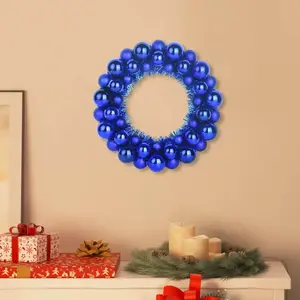 vidaXL Couronnes de Boules de Noël 2 pcs Bleu 33 x 33 x 7 cm pas cher