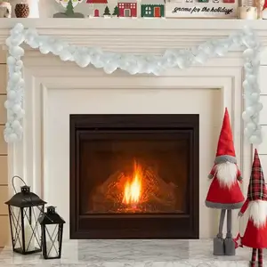 vidaXL Guirlande de Boules de Noël Blanc 186 cm Polystyrène pas cher