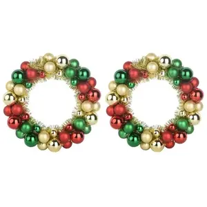 vidaXL Couronnes de Boules de Noël 2 pcs Multicolore 33 x 33 x 7 cm pas cher