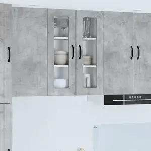 vidaXL Meuble mural de cuisine avec étagère Gris béton 60 x 31 x 80 cm pas cher