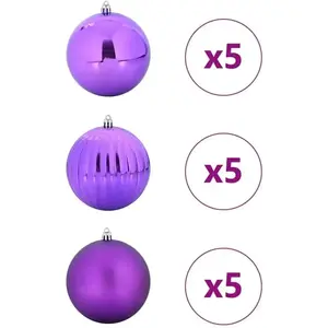 vidaXL Ensemble de Boules de Noël 15 pcs Lilas pas cher