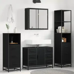 vidaXL Vidaxl Ensemble De Mobilier De Salle De Bain 3 Pcs Chêne Noir pas cher