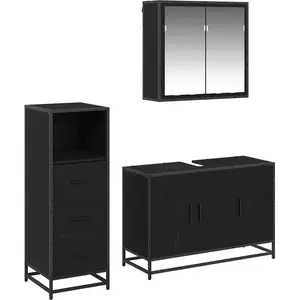 vidaXL Vidaxl Ensemble De Mobilier De Salle De Bain 3 Pcs Chêne Noir pas cher