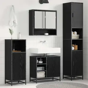 vidaXL Ensemble de mobilier de salle de bain 3 pcs Chêne noir pas cher