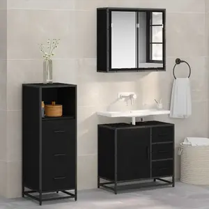 vidaXL Ensemble de mobilier de salle de bain 3 pcs Chêne noir pas cher