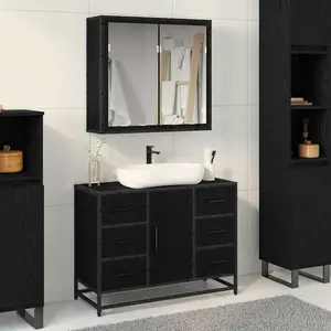 vidaXL Ensemble de mobilier de salle de bain 2 pcs Chêne noir pas cher