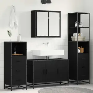 vidaXL Vidaxl Ensemble De Mobilier De Salle De Bain 4 Pcs Chêne Noir pas cher