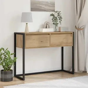 vidaXL Table d'appoint avec tiroir Chêne artisan 100 x 36 x 75 cm pas cher