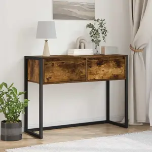 vidaXL Table d'appoint Chêne Fumé 100 x 36 x 75 cm Bois d'ingénierie pas cher