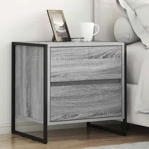 vidaXL Table de chevet Gris Sonoma 50 x 39,5 x 50 cm Bois d'ingénierie pas cher