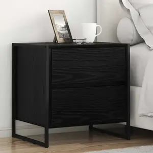 vidaXL Table de chevet Chêne noir 50 x 39,5 x 50 cm Bois d'ingénierie pas cher