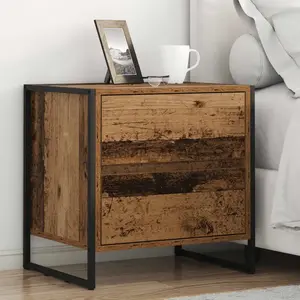 vidaXL Table de chevet avec tiroir 2 pcs Bois Ancien 50 x 39,5 x 50 cm pas cher