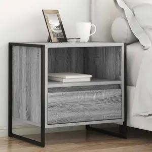vidaXL Table de chevet Gris Sonoma 50 x 39,5 x 50 cm Bois d'ingénierie pas cher