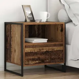 vidaXL Table de chevet avec tiroir 2 pcs Bois Ancien 50 x 39,5 x 50 cm pas cher
