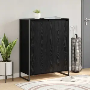 Comparateur de prix : vidaXL vidaXL Cabinet à chaussures avec stockage Chêne noir 79 x 36 x 100 cm