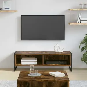 vidaXL Meuble TV Chêne Fumé 100 x 36,5 x 30,5 cm Bois d'ingénierie pas cher