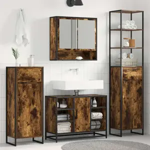vidaXL Cabinet de salle de bain avec porte Chêne Fumé 40 x 30 x 100 cm pas cher