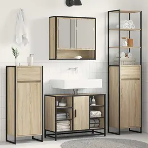 vidaXL Cabinet de salle de bain avec tiroir Sonoma 40 x 30 x 100 cm pas cher