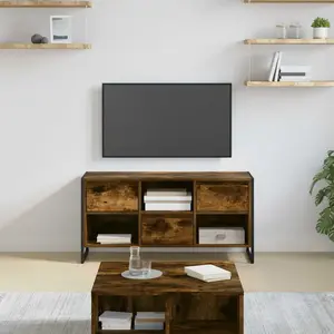 vidaXL Meuble TV Chêne Fumé 100 x 36 x 49,5 cm Bois d'ingénierie