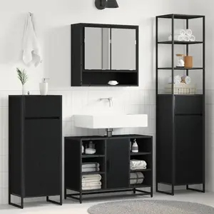 vidaXL Cabinet de salle de bain avec porte Chêne noir 40 x 30 x 180 cm pas cher