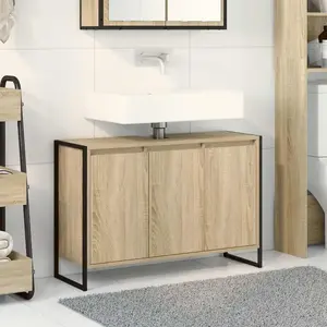 vidaXL Cabinet de salle de bain avec stockage Sonoma 90 x 30 x 60 cm pas cher