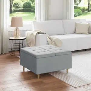 vidaXL Button Stool avec coussin Gris clair 80 x 80 x 45 cm tissu pas cher