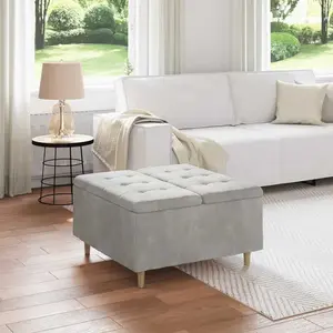 vidaXL Button Stool avec coussin Gris clair 80 x 80 x 45 cm Velours pas cher