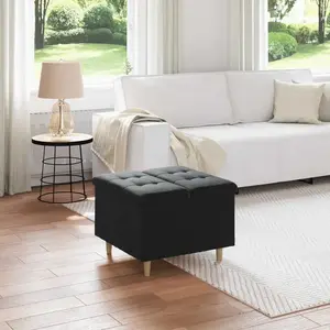 vidaXL Button Stool avec coussin Noir 60 x 60 x 45 cm Velours pas cher