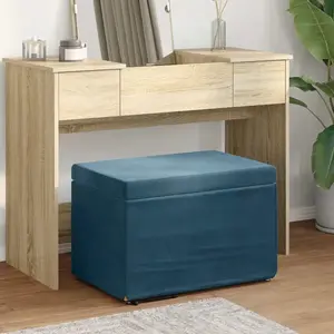 vidaXL Tabouret Bleu 60 x 40 x 40 cm Velours et Bois Composite pas cher