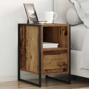 vidaXL Table de chevet avec tiroir 2 pcs Bois Ancien 39,5 x 30 x 50 cm pas cher