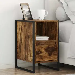 vidaXL Table de chevet Chêne Fumé 39,5 x 30 x 50 cm Bois d'ingénierie pas cher