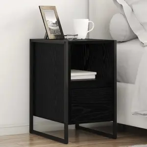 vidaXL Table de chevet avec tiroir 2 pcs Chêne noir 39,5 x 30 x 50 cm pas cher
