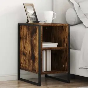 vidaXL vidaXL Table de chevet 2 pcs Chêne Fumé 39.5 x 30 x 50 cm pas cher