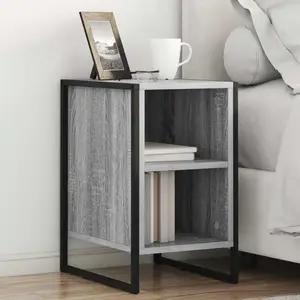 vidaXL vidaXL Table de chevet 2 pcs Gris Sonoma 39.5 x 30 x 50 cm pas cher
