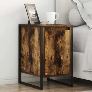 vidaXL vidaXL Table de chevet 2 pcs Chêne Fumé 39,5 x 30 x 50 cm pas cher