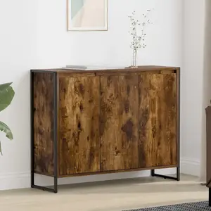 vidaXL Meuble d'appoint Chêne Fumé 96,5 x 30 x 75 cm Bois d'ingénierie