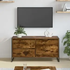 vidaXL Meuble TV Chêne Fumé 100 x 36 x 49.5 cm Bois d'ingénierie pas cher