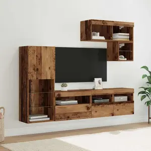 vidaXL Meubles TV muraux 6 pcs Bois ancien Bois d'ingénierie pas cher