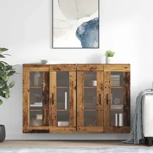 vidaXL Vidaxl Armoires Murailles 2 Pcs Bois Ancien 69,5 X 34 X 90 Cm pas cher