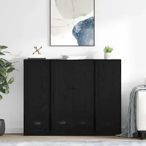 vidaXL Vidaxl Buffet Avec Tiroir 3 Pcs Chêne Noir Bois D'ingénierie pas cher