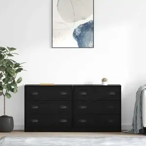 vidaXL Buffets 2 pcs Chêne noir 70 x 35,5 x 67,5 cm Bois d'ingénierie pas cher